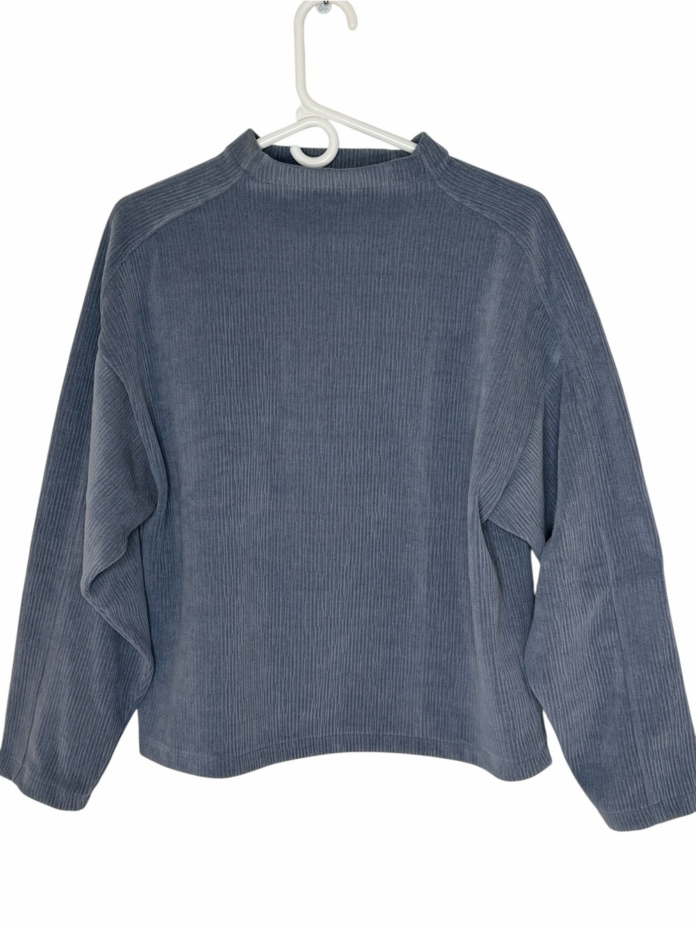 NEW Madewell Teapot Blue Striped Jacquard Funnelneck Top Medium - Picture 2 of 6